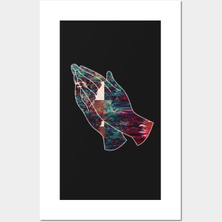 Glitch Art Praying Hands Abstract Posters and Art